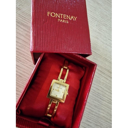 75 - Fontenay (Paris) Gold Tone Ladies Watch with Box * Running When Lotted *