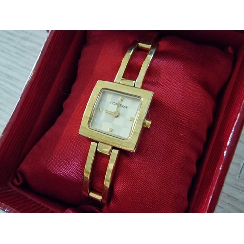 75 - Fontenay (Paris) Gold Tone Ladies Watch with Box * Running When Lotted *