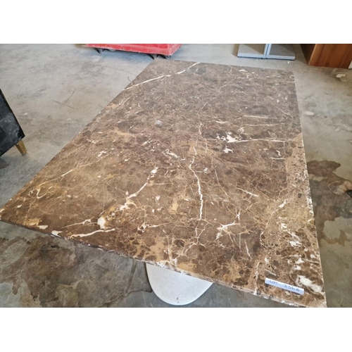 809 - Rectangular Marble Top Table Over Cream Colour 2-Leg Base, (Approx. 110 x 70 x 76cm)