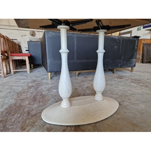 810 - Rectangular Marble Top Table Over Cream Colour 2-Leg Base, (Approx. 100 x 70 x 76cm)