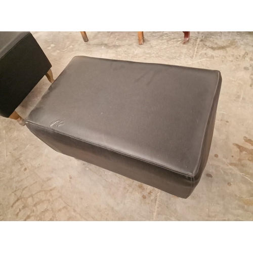 813 - Rectangular Black Leatherette Pouffe / Footstool with Cabriole Legs