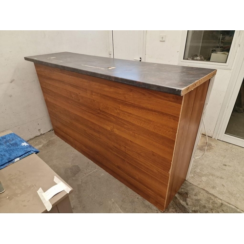 815 - Large Reception Desk / Workbench, with Cherry Wood Colour Front & Sides, Marble Effect Top, Internal... 