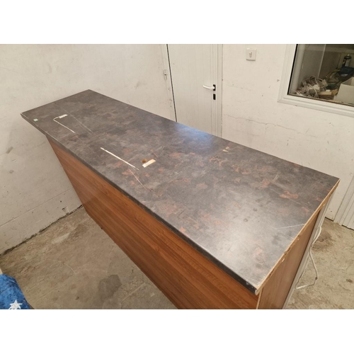 815 - Large Reception Desk / Workbench, with Cherry Wood Colour Front & Sides, Marble Effect Top, Internal... 