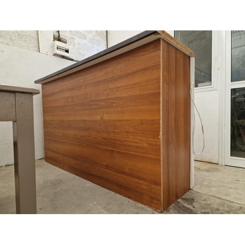 815 - Large Reception Desk / Workbench, with Cherry Wood Colour Front & Sides, Marble Effect Top, Internal... 