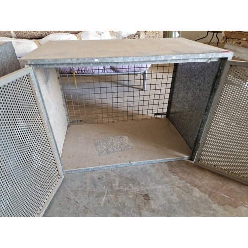 816 - Galvanised Metal Storage Cage / Cupboard with Double Opening Doors (Approx. 100 x 60 x 57cm)