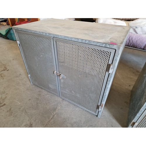 817 - Galvanised Metal Storage Cage / Cupboard with Double Opening Doors (Approx. 100 x 60 x 57cm)