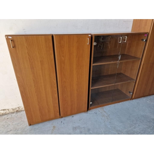 824 - 3 x Cherry Wood Colour Office Cupboards with Internal Shelving; One Double Cupboard with Glass Doors... 