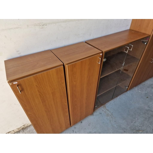 824 - 3 x Cherry Wood Colour Office Cupboards with Internal Shelving; One Double Cupboard with Glass Doors... 