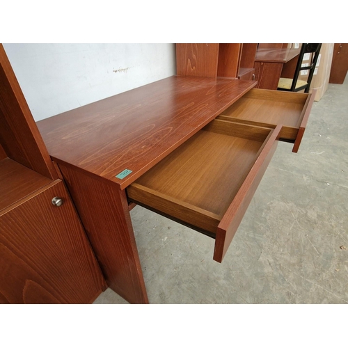 827 - Dark Cherry Colour Wood Effect Desk with Book Shelves, 2-Drawers and Cupboards, (Approx. 202 x 58 x ... 