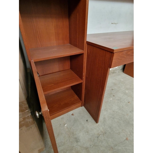 827 - Dark Cherry Colour Wood Effect Desk with Book Shelves, 2-Drawers and Cupboards, (Approx. 202 x 58 x ... 