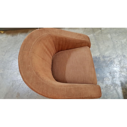 831 - Modern Designer Brown Fabric Swivel Armchair