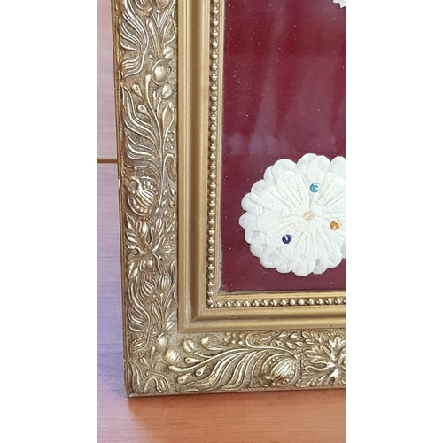 832 - Cyprus Folk Art - Silk Cocoon Hand Made Pictures in Ornate Vintage Frames (50 - 65cm / 57 x 67cm, A/... 