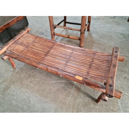 842 - Vintage Chinese Bamboo Chair (a/f), Together with Bamboo Foot Stool / Rest, (2)