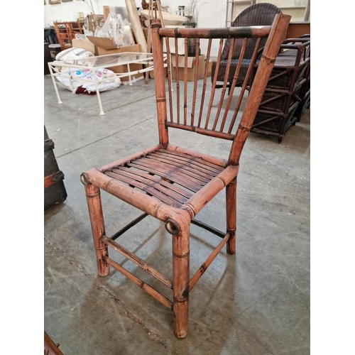 842 - Vintage Chinese Bamboo Chair (a/f), Together with Bamboo Foot Stool / Rest, (2)