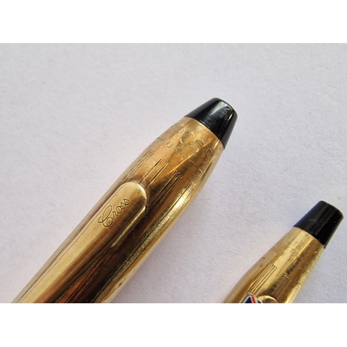 268 - 2 x Gold Tone Cross Ball Point Pens; Cross USA and 10kt Rolled Gold Cross Made in Ireland, Both Twis... 