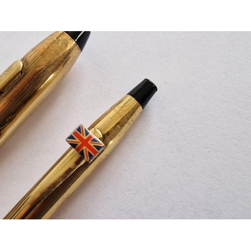 268 - 2 x Gold Tone Cross Ball Point Pens; Cross USA and 10kt Rolled Gold Cross Made in Ireland, Both Twis... 