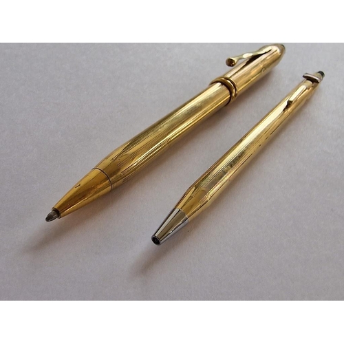 268 - 2 x Gold Tone Cross Ball Point Pens; Cross USA and 10kt Rolled Gold Cross Made in Ireland, Both Twis... 