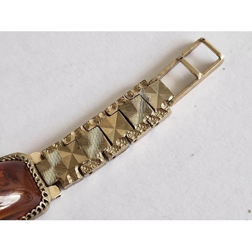 98 - Vintage Janka Baltic Amber Bracelet Watch, Manual Wind