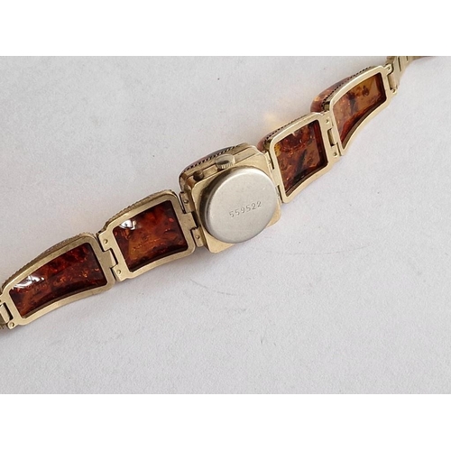 98 - Vintage Janka Baltic Amber Bracelet Watch, Manual Wind