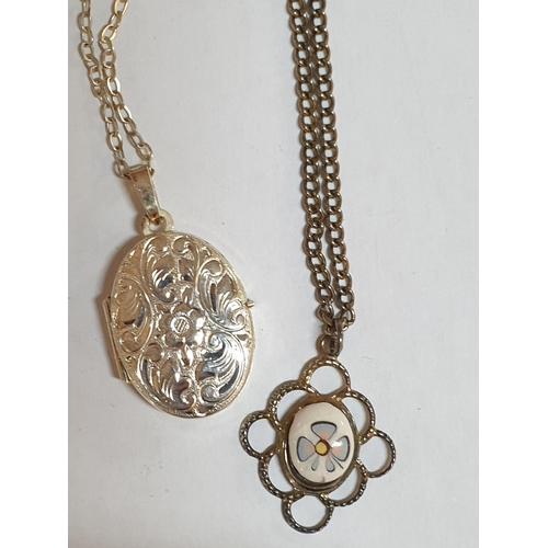 261 - Vintage Style Silver Locket Necklace High Ornate, Total Weight 3gr Together with Retro White Metal F... 