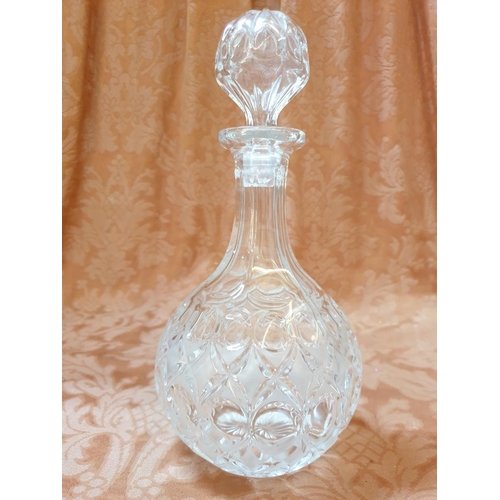 278 - High Ornate Crystal Decanter with Matching Stopper (H:29cmm)