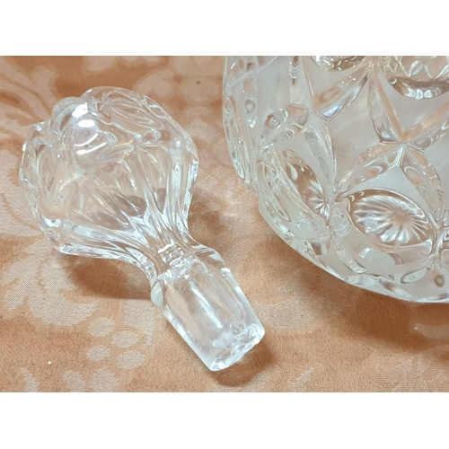 278 - High Ornate Crystal Decanter with Matching Stopper (H:29cmm)