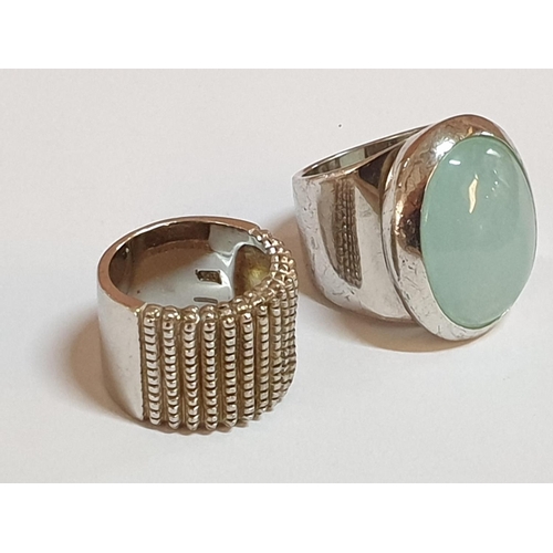 280 - 2 x .925 Silver Modern Ring, Size M/N and Size M/N