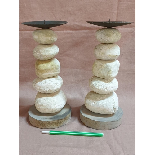 283 - Pair of Rock Candleholders (H:24cm each)