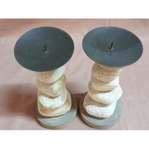 283 - Pair of Rock Candleholders (H:24cm each)