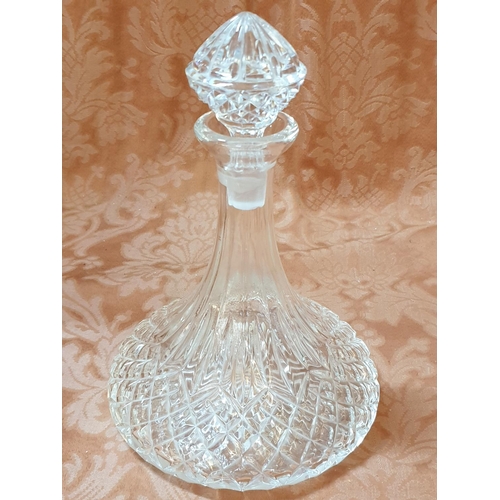 97 - Stylish Crystal Table Decor; Crystal Candle Holder (H:23cm) and Large Wine Decanter with Matching St... 