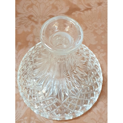 97 - Stylish Crystal Table Decor; Crystal Candle Holder (H:23cm) and Large Wine Decanter with Matching St... 