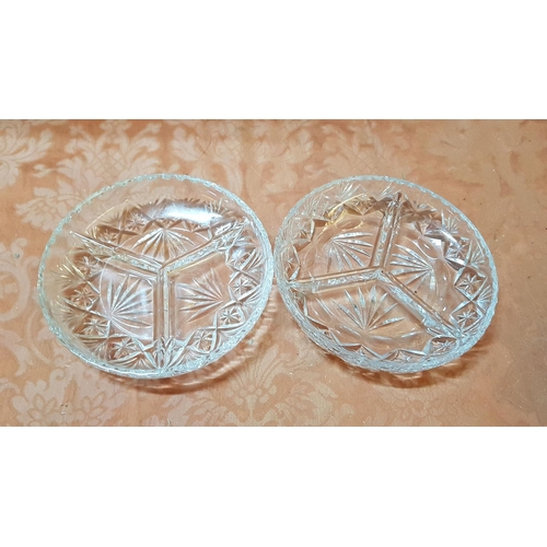 638 - Bohus Nybro Crustal Sweden Dish Design by Paul Isling Together with Glass Tableware (2 x Snack Dishe... 