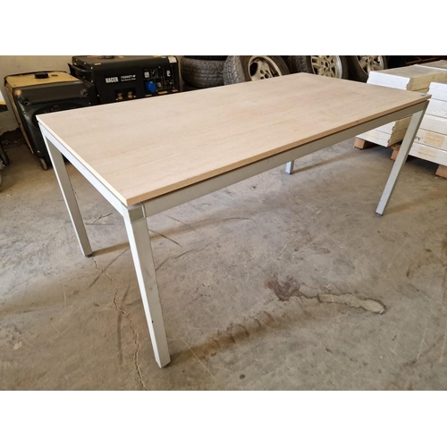 615 - Light Wood Effect Rectangular Office Desk with Grey Metal Legs, (Approx. 160 x 80cm)