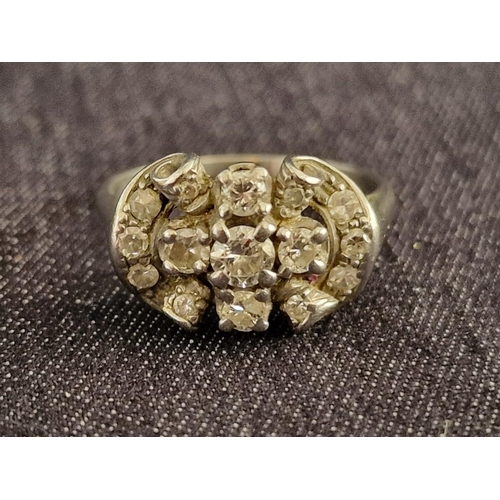 81A - Platinum & Diamond Cluster Ring; Centre Approx. .25ct Diamond with 14 Surrounding Diamonds, (Approx.... 