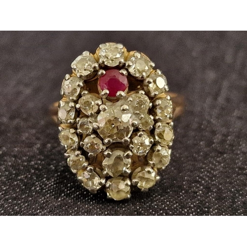 81B - 16ct Gold & Diamond Cluster Ring; Approx. 2.5tcw with Centre Approx. .5ct Diamond, 21 x Surrounding ... 