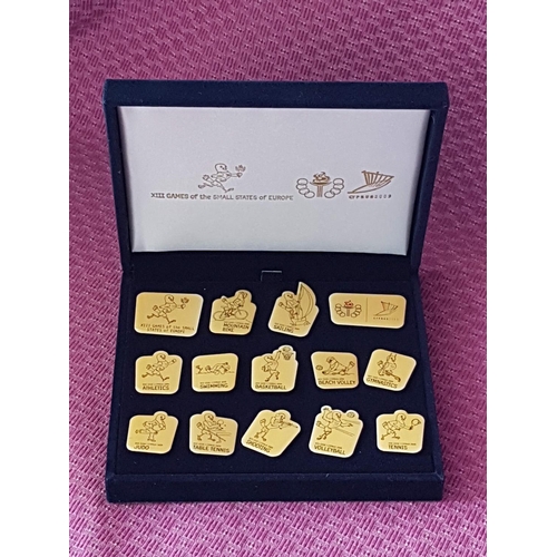 598 - XII Games of the Small States of Europe Cyprus 2009 - Pin Set in Case (Full Set of 14 x Pins - 12 x ... 
