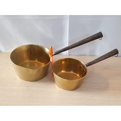 63 - Solid Brass Vintage Saucepan with White Metal Handles (2)