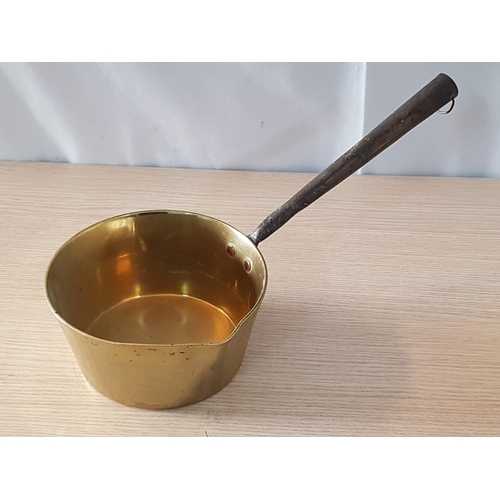 63 - Solid Brass Vintage Saucepan with White Metal Handles (2)