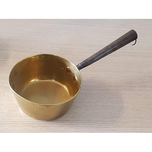 63 - Solid Brass Vintage Saucepan with White Metal Handles (2)