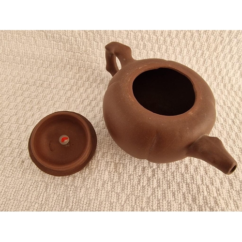 122 - Chinese Terracotta Tea Pot with Decorative Lid and Stamp / Seal on the Base