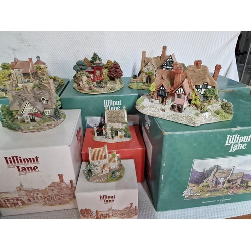 126 - Collection of 10 x Lilliput Lane House Ornaments (Nearly a village!) with Original Boxes, (10)