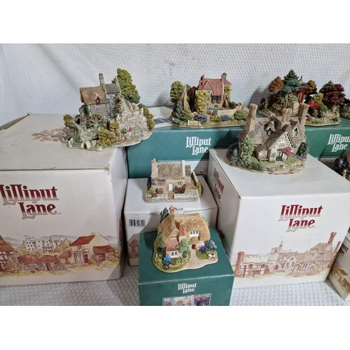 126 - Collection of 10 x Lilliput Lane House Ornaments (Nearly a village!) with Original Boxes, (10)