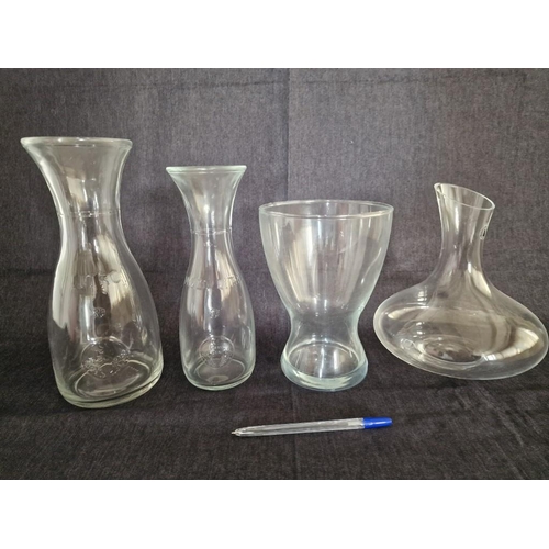 161 - Collection of Glassware; 'Asa Gray' Designer Vase, Handmade Quality Decanter, One Litre and Half Lit... 