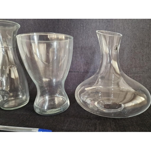 161 - Collection of Glassware; 'Asa Gray' Designer Vase, Handmade Quality Decanter, One Litre and Half Lit... 