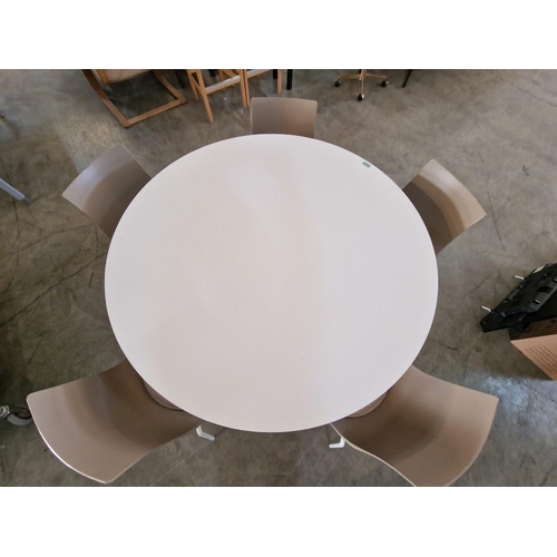 166 - 'Mood', Modern Contemporary White Round Pedestal Dining Table (Approx. Ø: 120cm), Together with Set ... 