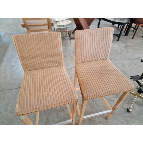 172 - Pair of Lloyd Loom Ratan Bar Stools with Back Rest Over Light Wood Legs, (2)