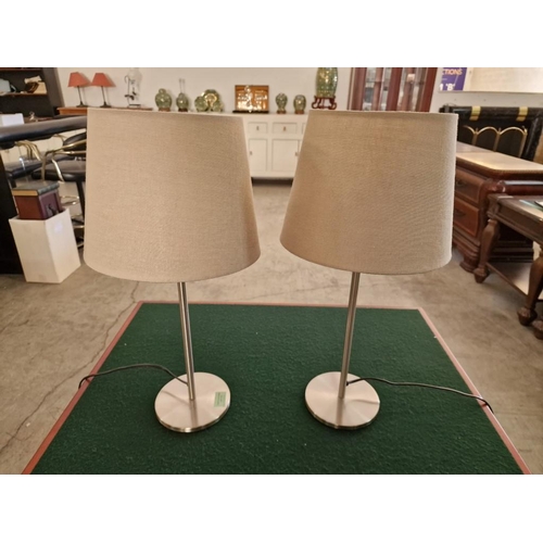 173 - Pair of Modern Chrome Side / Table Lamps with Beige Shades, (2)