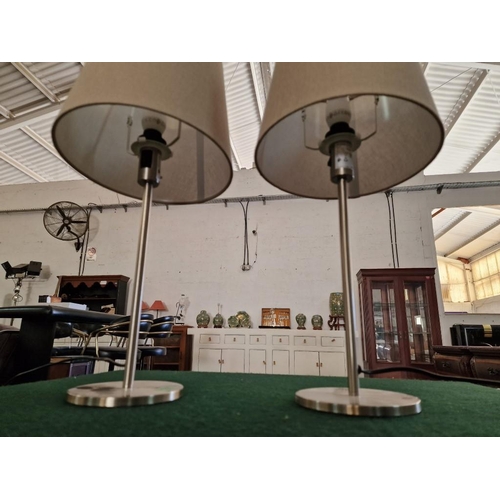 173 - Pair of Modern Chrome Side / Table Lamps with Beige Shades, (2)