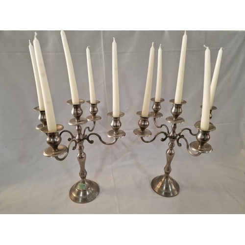 174 - Pair of Decorative Silver Colour 5-Candle Candelabras, (2)