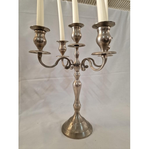 174 - Pair of Decorative Silver Colour 5-Candle Candelabras, (2)